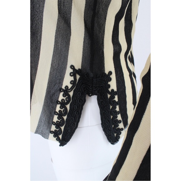 RARE 90’s Vintage Jean Paul Gaultier Maille Black And Cream Striped Top - Picture 4 of 6